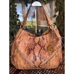 MK Michael Kors Matilda Lg Snakeskin Python Shoulder Bag